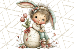 Easter Kids Clipart, Cute Easter Children, Bunny Ear Png Product Image 5
