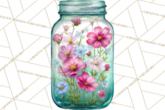 Spring Mason Jar Flowers Clipart, Floral Mason Jars PNG Product Image 2