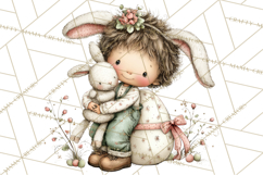 Easter Kids Clipart, Cute Easter Children, Bunny Ear Png Product Image 2