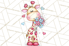 Valentine Animals Clipart Cute Cartoon Characters PNG Product Image 3