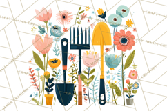 Spring Garden Tools and Floral Gardening Clipart PNG Product Image 3