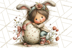 Easter Kids Clipart, Cute Easter Children, Bunny Ear Png Product Image 4