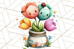 Spring Mini World Clipart, Cute Kawaii Garden Scenes PNG Product Image 4