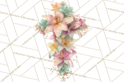 Easter Lily Cross Clipart, Pastel Bold Christian Crosses Png Product Image 4