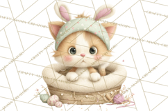 Watercolor Easter Animals Clipart, Cute Animals in Nests Png Product Image 3