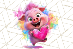 Kawaii Valentine Animals, Cute Heart Love Animals Png Product Image 5