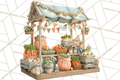 Easter Bunny PNG Clipart Spring Market Stall Eggs Basket Product Image 5
