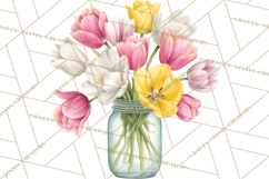 Spring Mason Jar Flowers Clipart, Floral Mason Jars PNG Product Image 5