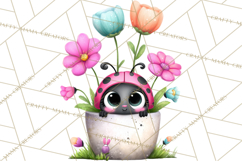 Spring Mini World Clipart, Cute Kawaii Garden Scenes PNG Product Image 5