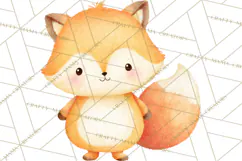 Watercolor Baby Animals, Cute Kawaii Forest Zoo Farm Ocean Product Image 5