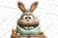 Bookish Bunnies PNG Clipart, Cozy Bunny Reading Product Image 2