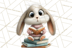 Bookish Bunnies PNG Clipart, Cozy Bunny Reading Product Image 3