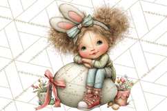 Easter Kids Clipart, Cute Easter Children, Bunny Ear Png Product Image 3