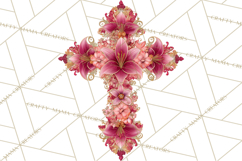 Easter Lily Cross Clipart, Pastel Bold Christian Crosses Png Product Image 3