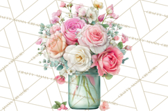 Spring Mason Jar Flowers Clipart, Floral Mason Jars PNG Product Image 4