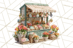 Easter Bunny PNG Clipart Spring Market Stall Eggs Basket Product Image 4