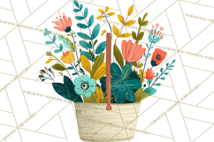 Spring Garden Tools and Floral Gardening Clipart PNG Product Image 5