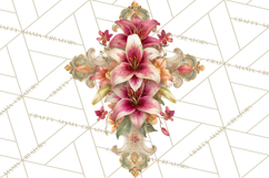 Easter Lily Cross Clipart, Pastel Bold Christian Crosses Png Product Image 5