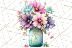Spring Mason Jar Flowers Clipart, Floral Mason Jars PNG Product Image 2
