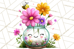 Spring Mini World Clipart, Cute Kawaii Garden Scenes PNG Product Image 3
