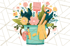 Spring Garden Tools and Floral Gardening Clipart PNG Product Image 3