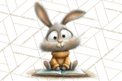 Bookish Bunnies PNG Clipart, Cozy Bunny Reading Product Image 3