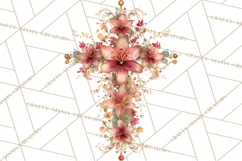 Easter Lily Cross Clipart, Pastel Bold Christian Crosses Png Product Image 4