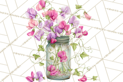 Spring Mason Jar Flowers Clipart, Floral Mason Jars PNG Product Image 4