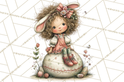 Easter Kids Clipart, Cute Easter Children, Bunny Ear Png Product Image 4