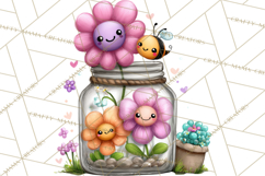 Spring Mini World Clipart, Cute Kawaii Garden Scenes PNG Product Image 5