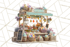 Easter Bunny PNG Clipart Spring Market Stall Eggs Basket Product Image 2