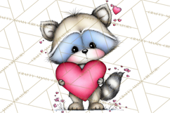 Valentine Animals Clipart Cute Cartoon Characters PNG Product Image 2