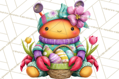 Easter Bunny Clipart, Spring Animals PNG, Colored Eggs Product Image 4