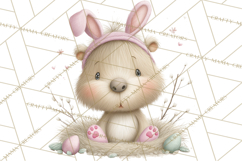 Watercolor Easter Animals Clipart, Cute Animals in Nests Png Product Image 4