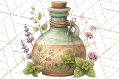 Vintage Herbal Apothecary Clipart, Spring Botanical Png Product Image 4