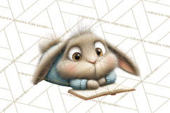 Bookish Bunnies PNG Clipart, Cozy Bunny Reading Product Image 4