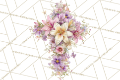 Easter Lily Cross Clipart, Pastel Bold Christian Crosses Png Product Image 4