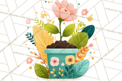 Spring Garden Tools and Floral Gardening Clipart PNG Product Image 4