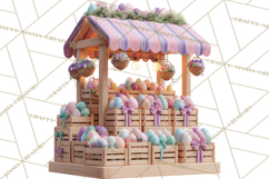 Easter Bunny PNG Clipart Spring Market Stall Eggs Basket Product Image 4