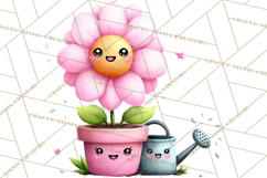 Spring Mini World Clipart, Cute Kawaii Garden Scenes PNG Product Image 5