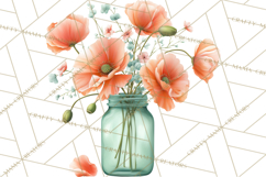 Spring Mason Jar Flowers Clipart, Floral Mason Jars PNG Product Image 5