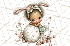 Easter Kids Clipart, Cute Easter Children, Bunny Ear Png Product Image 5