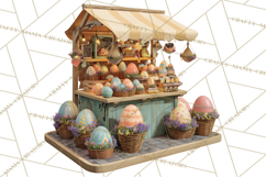 Easter Bunny PNG Clipart Spring Market Stall Eggs Basket Product Image 5