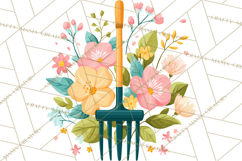 Spring Garden Tools and Floral Gardening Clipart PNG Product Image 2