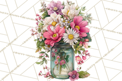 Spring Mason Jar Flowers Clipart, Floral Mason Jars PNG Product Image 4
