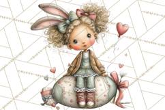 Easter Kids Clipart, Cute Easter Children, Bunny Ear Png Product Image 4
