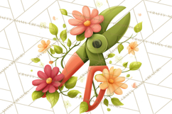 Spring Garden Tools and Floral Gardening Clipart PNG Product Image 4