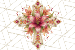 Easter Lily Cross Clipart, Pastel Bold Christian Crosses Png Product Image 5