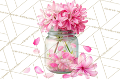 Spring Mason Jar Flowers Clipart, Floral Mason Jars PNG Product Image 2