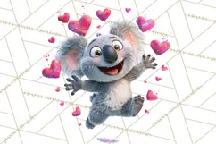 Kawaii Valentine Animals, Cute Heart Love Animals Png Product Image 3